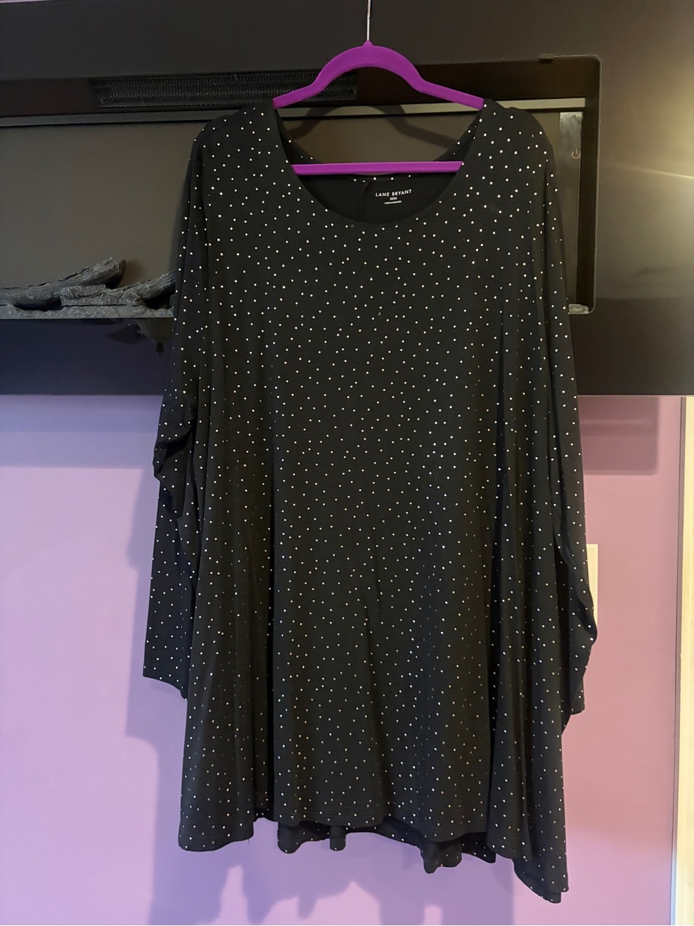 Black Polka Dot Long Sleeve Swing Top